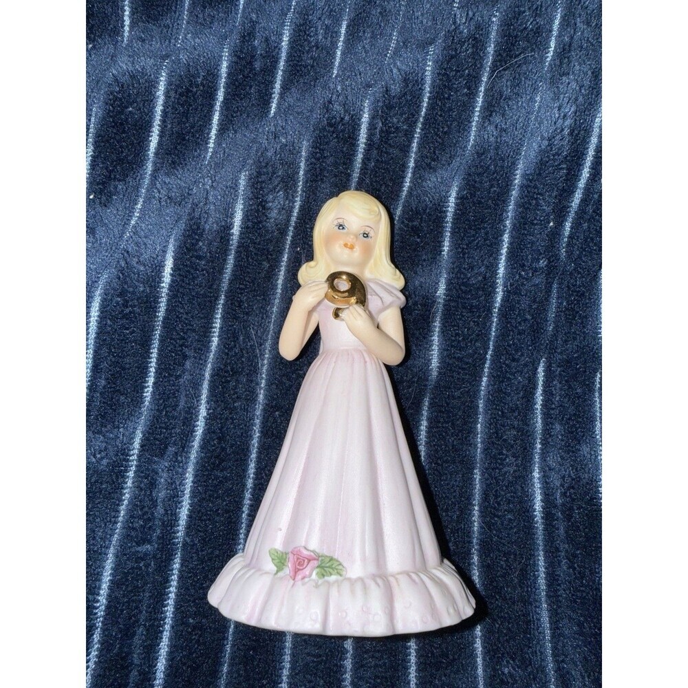 Enesco 1981 Growing Up Birthday Girls 9 Year Old Blonde Vintage Figurine